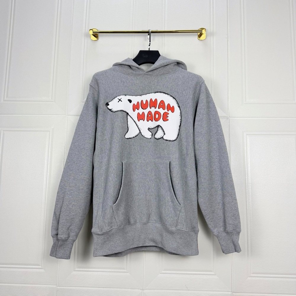 Authentic Human Made Gray Hoodie with Polar Bear Design